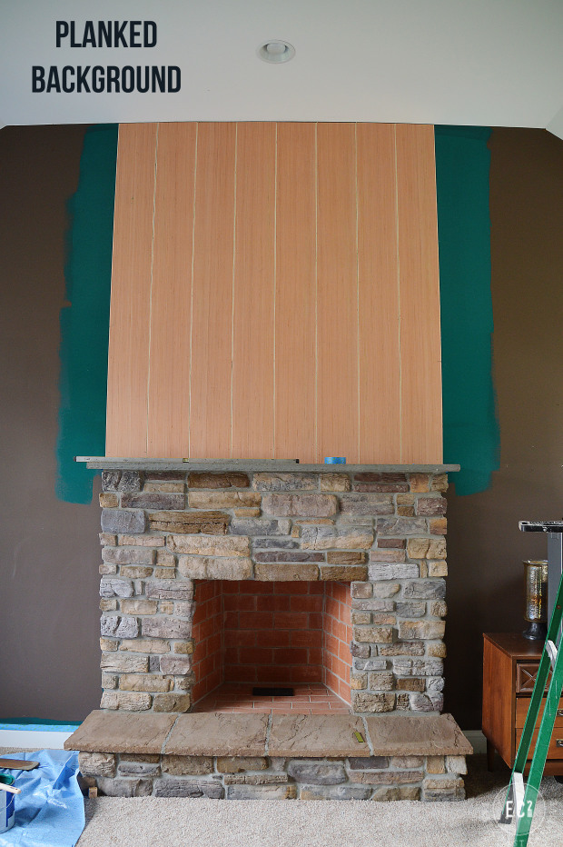 wood planked fireplace