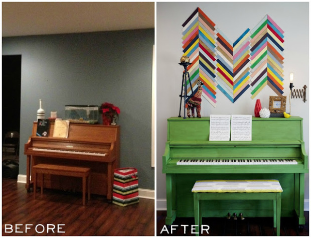 Painted Piano Before and After