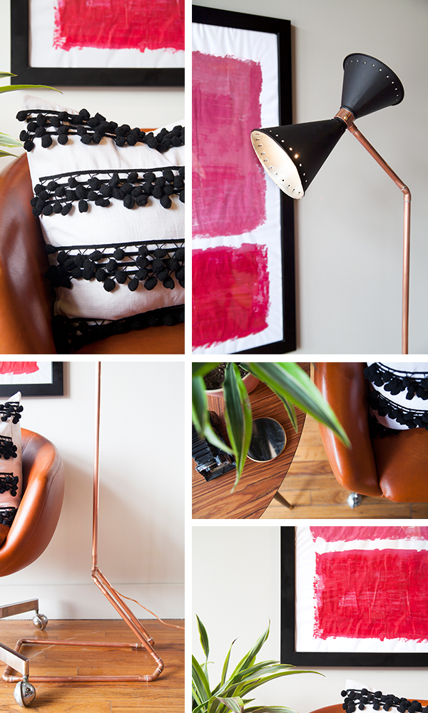 CWTS-Round One-Knock Off-Mid Century-Anthropologie-Lamp-Rothko Art-Fringe Pillow-Details