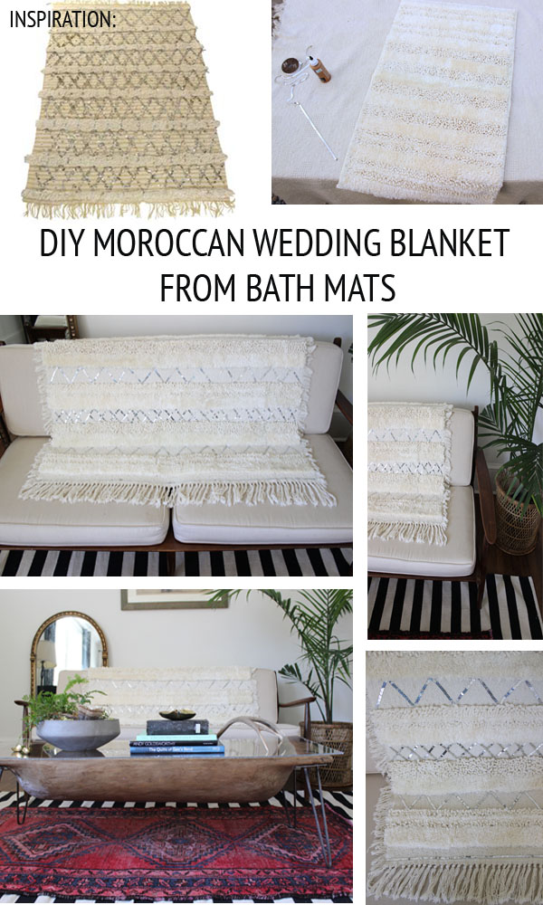 Dough Bowl Turned Coffee Table, Bath Mat Turned Moroccan Wedding Blanket (4)
