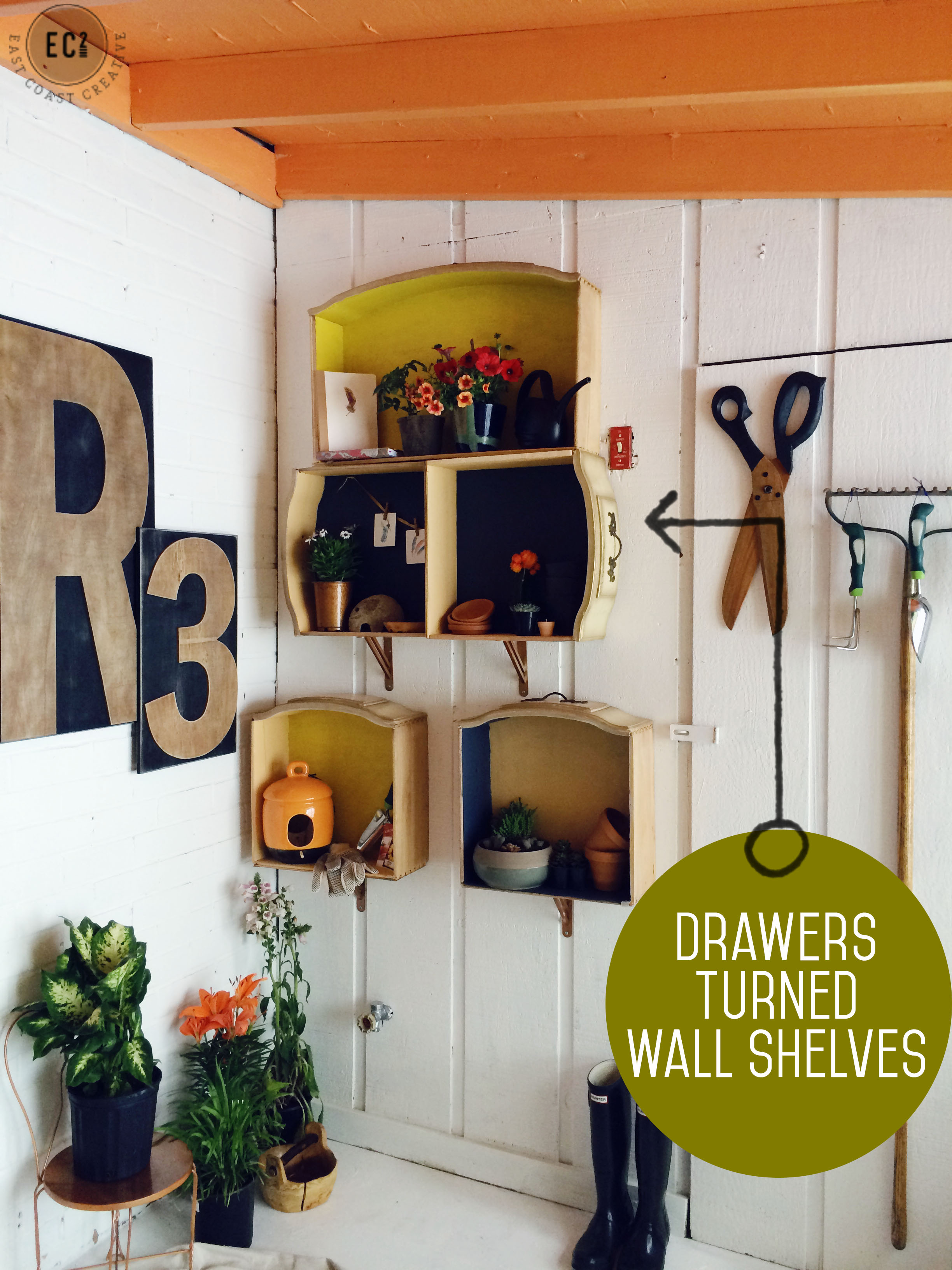 Upcycled Wall Shelves from Drawers East Coast Creative Blog