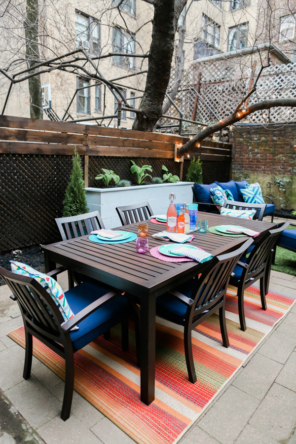 DIY Urban Patio Makeover Outdoor Table Place Settings Entertaining