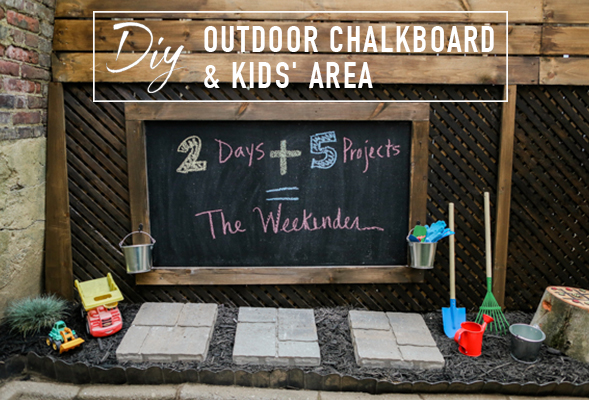 DIY Patio Makeover Outdoor Chalkboard Kid's Area