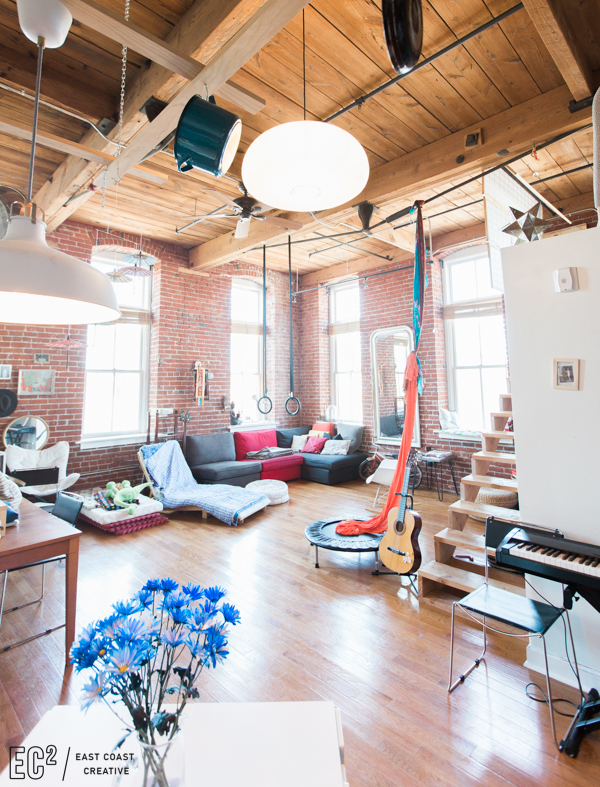 Loft Living - Exposed Brick and Beams. DIY Makeover from East Coast Creative